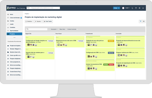 Gerenciamento de Projetos do Inovatize Zurmo CRM