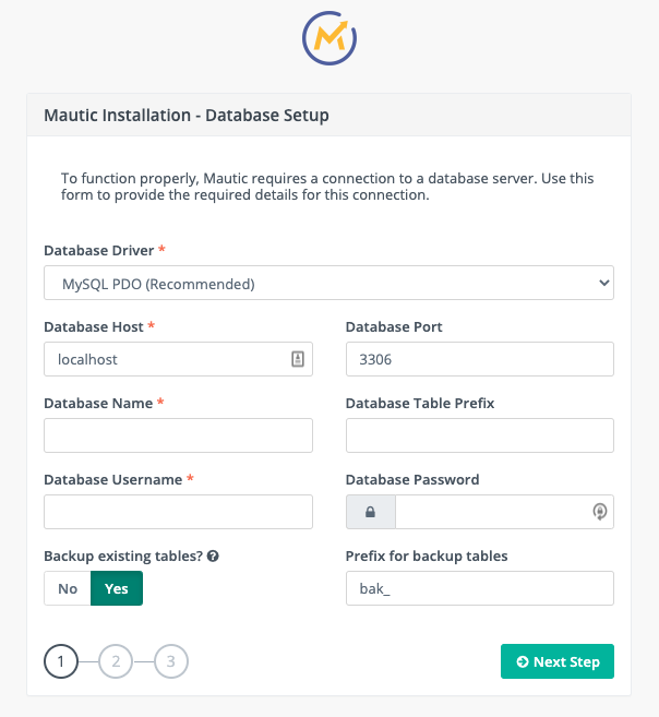 Configuração da Base de Dados MySQL Mautic